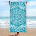 Teal And White Mandala Print Beach Towel