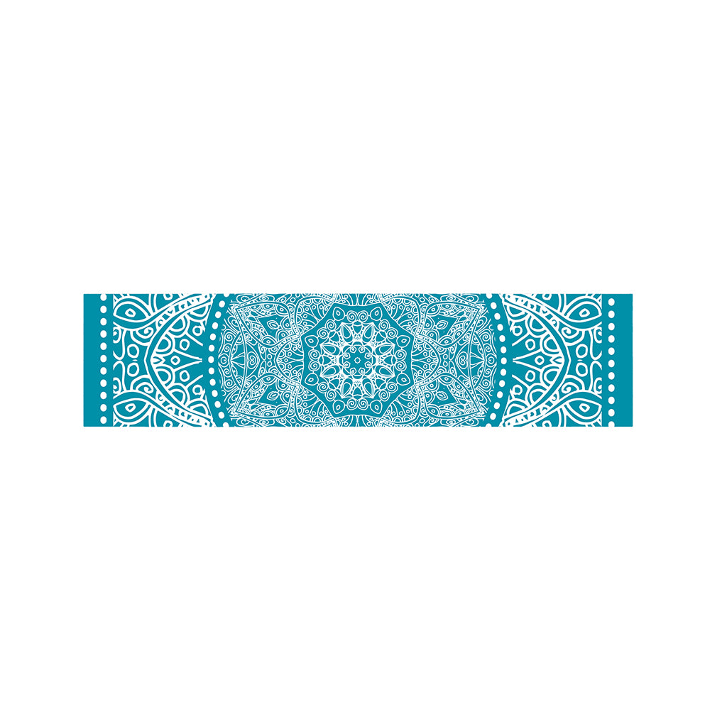 Teal And White Mandala Print Bed Runner