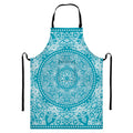 Teal And White Mandala Print Bib Apron With Pocket