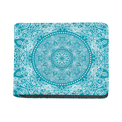 Teal And White Mandala Print Bifold Wallet