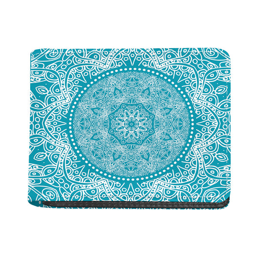 Teal And White Mandala Print Bifold Wallet