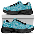 Teal And White Mandala Print Black Chunky Shoes