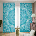 Teal And White Mandala Print Dimout Pencil Pleat Curtains