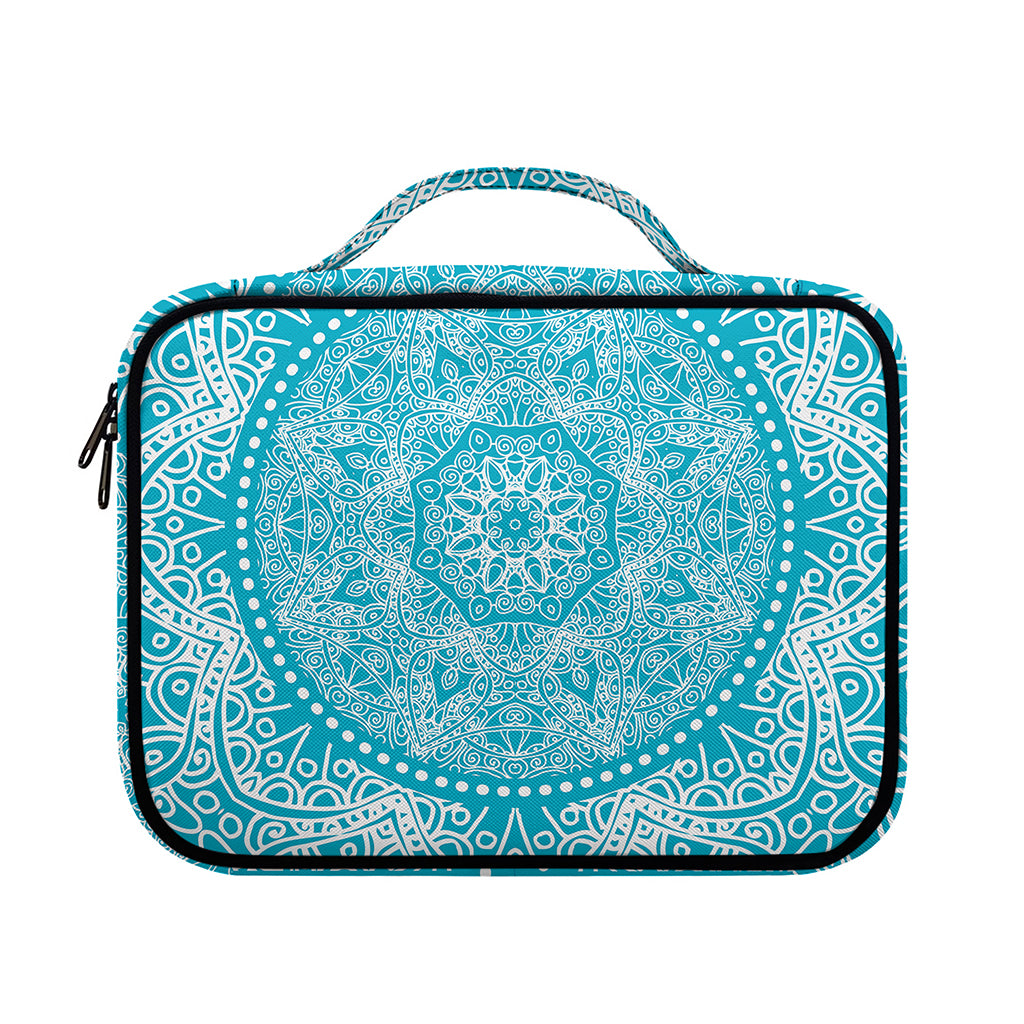 Teal And White Mandala Print Briefcase Bible Bag