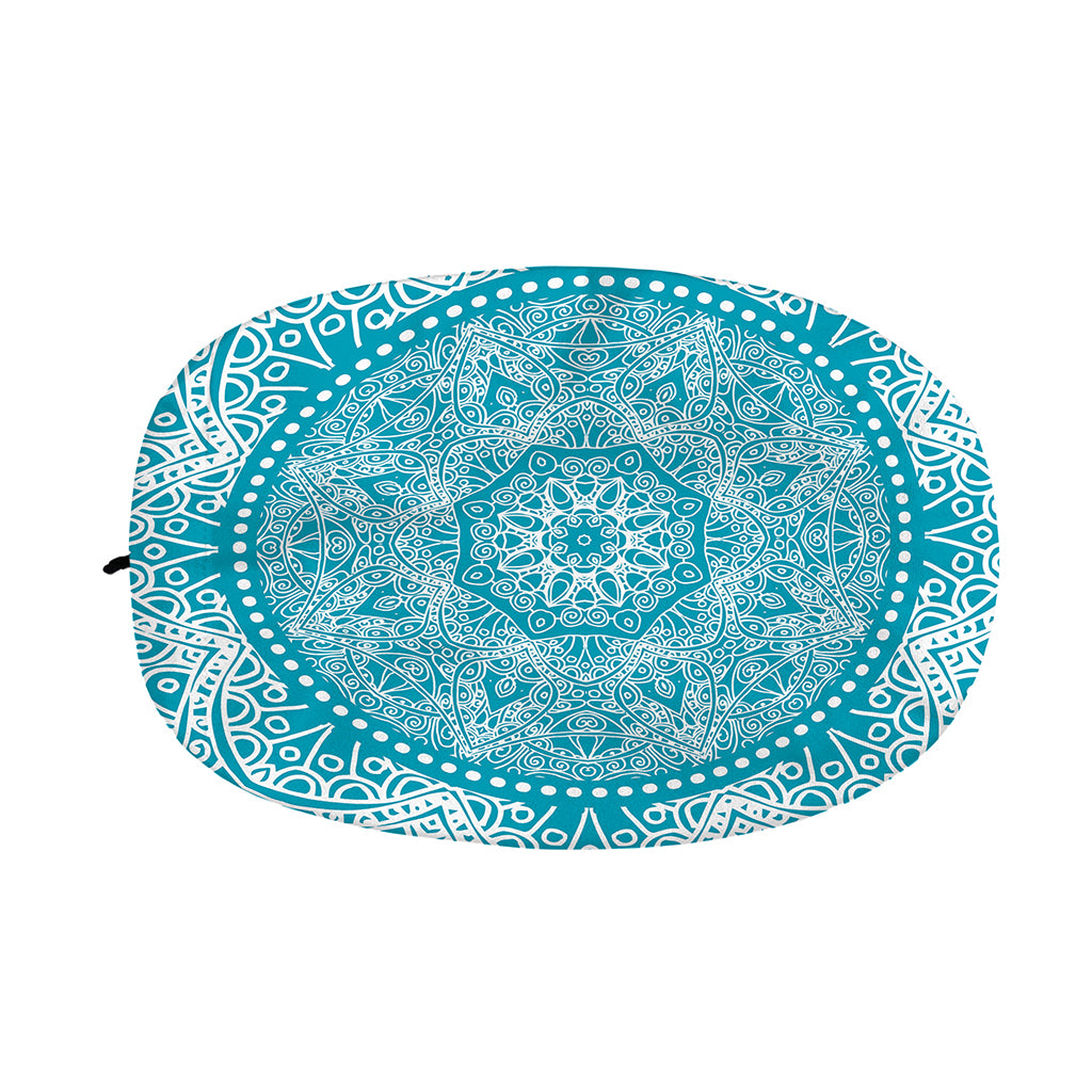 Teal And White Mandala Print Car Side Mirror Covers