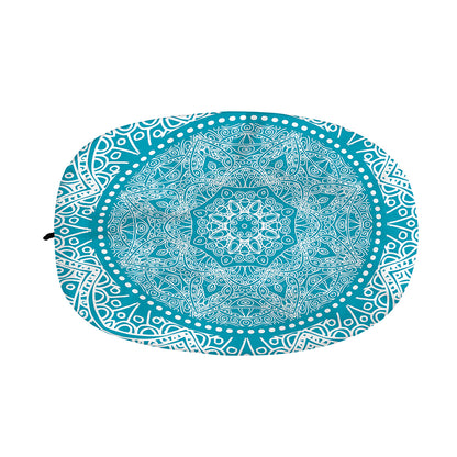 Teal And White Mandala Print Car Side Mirror Covers