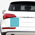 Teal And White Mandala Print Car Sticker