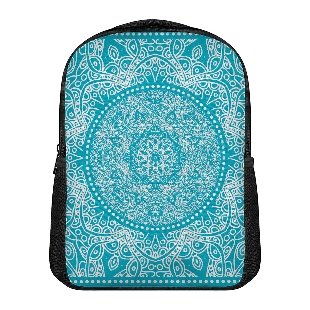 Teal And White Mandala Print Casual Backpack