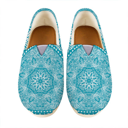 Teal And White Mandala Print Casual Shoes