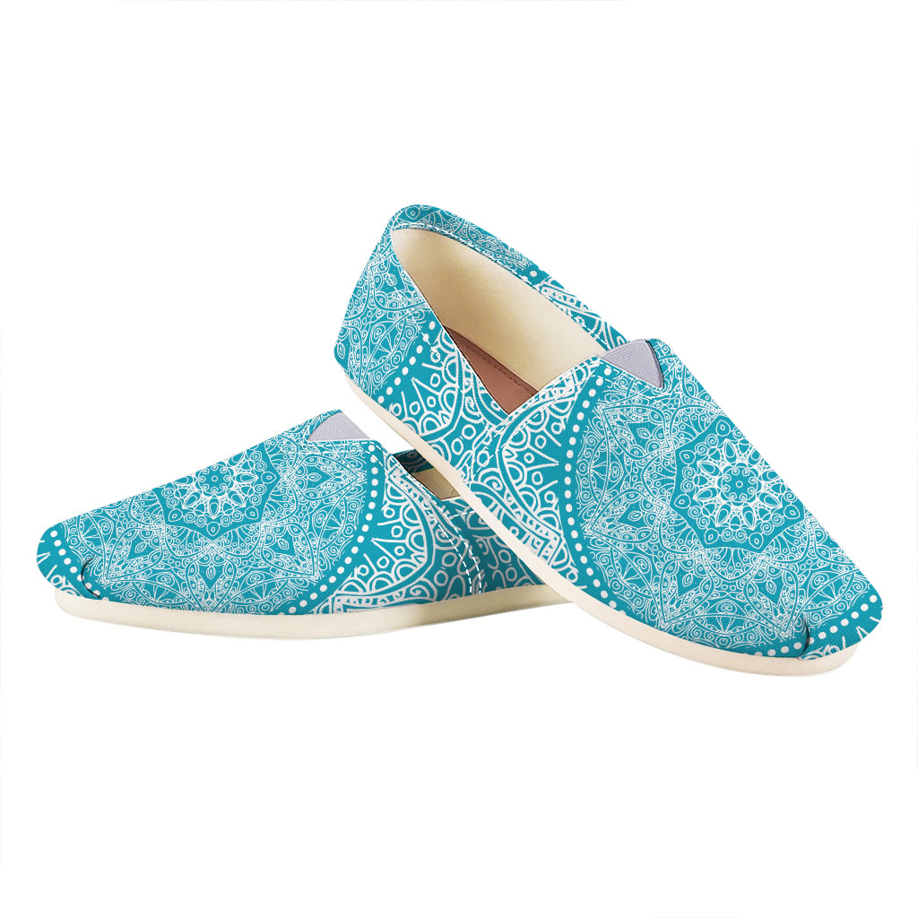 Teal And White Mandala Print Casual Shoes