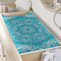 Teal And White Mandala Print Changing Pad Cover
