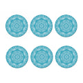 Teal And White Mandala Print Coaster Set