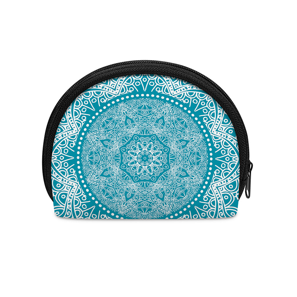 Teal And White Mandala Print Coin Purse