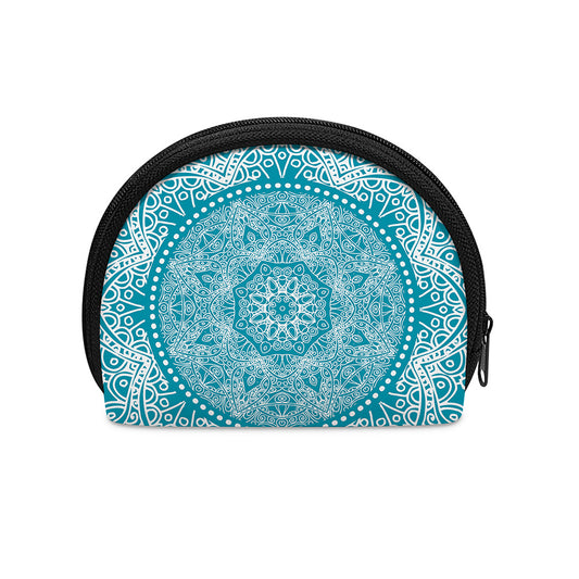 Teal And White Mandala Print Coin Purse