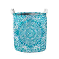 Teal And White Mandala Print Collapsible Laundry Basket