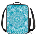 Teal And White Mandala Print Crossbody Lunch Bag