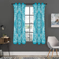 Teal And White Mandala Print Grommet Curtain Panels