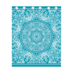 Teal And White Mandala Print Curtain