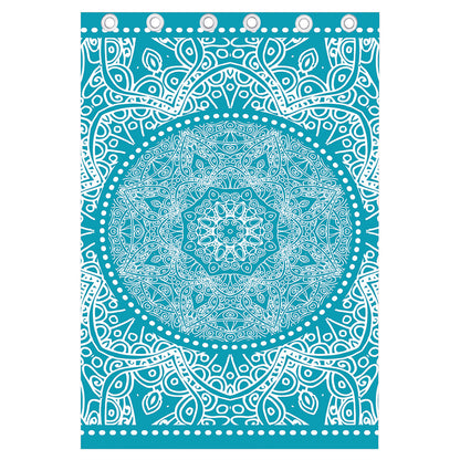 Teal And White Mandala Print Curtain