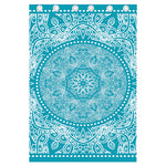 Teal And White Mandala Print Curtain