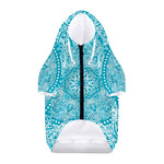 Teal And White Mandala Print Dog Zip Up Hoodie