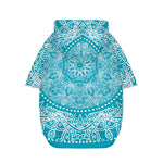 Teal And White Mandala Print Dog Zip Up Hoodie