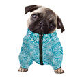 Teal And White Mandala Print Dog Zip Up Jacket