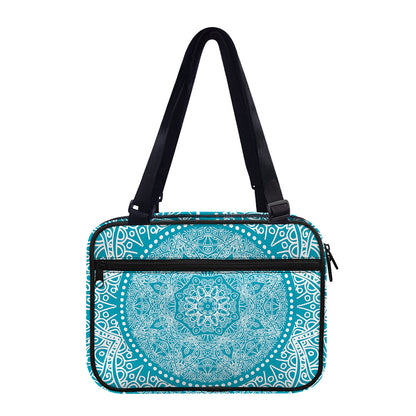 Teal And White Mandala Print Double Strap Bible Bag