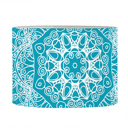 Teal And White Mandala Print Drum Lamp Shade