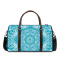 Teal And White Mandala Print Duffel Bag