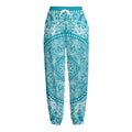 Teal And White Mandala Print Fleece Lined Knit Pants