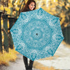 Teal And White Mandala Print Foldable Umbrella