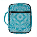 Teal And White Mandala Print Front Pocket Bible Bag