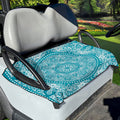 Teal And White Mandala Print Golf Cart Seat Cover