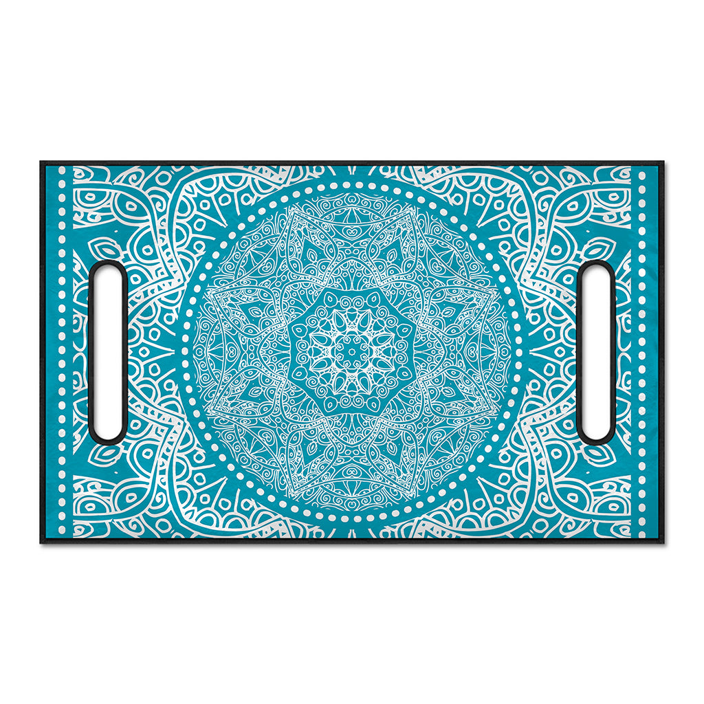 Teal And White Mandala Print Golf Cart Seat Cover