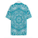 Teal And White Mandala Print Hawaiian Shirt