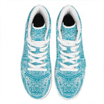 Teal And White Mandala Print High Top Leather Sneakers