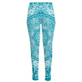 Teal And White Mandala Print High-Waisted Pocket Leggings