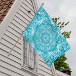 Teal And White Mandala Print House Flag