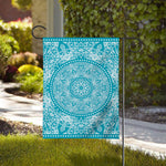 Teal And White Mandala Print House Flag