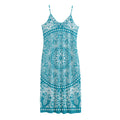 Teal And White Mandala Print Jersey Midi Cami Dress