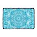 Teal And White Mandala Print Kitchen Mat