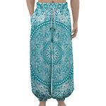 Teal And White Mandala Print Lantern Pants