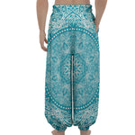 Teal And White Mandala Print Lantern Pants
