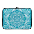 Teal And White Mandala Print Laptop Sleeve