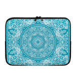 Teal And White Mandala Print Laptop Sleeve