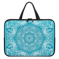 Teal And White Mandala Print Laptop Sleeve With Handle