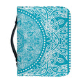 Teal And White Mandala Print Leather Bible Cover