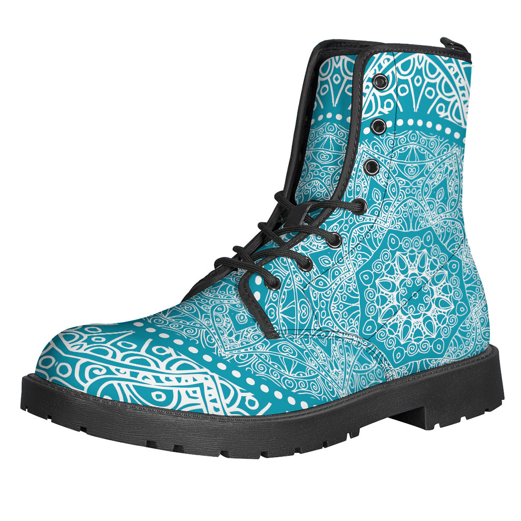 Teal And White Mandala Print Backpack