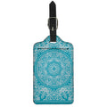 Teal And White Mandala Print Luggage Tag
